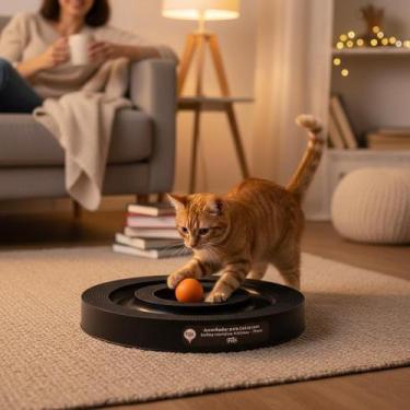 Imagem de Arranhador para Gatos com Bolinha Interativa Antistress Preto - Duráve