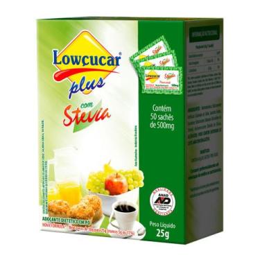 Imagem de Adoçante Dietético Com Stevia Lowçucar Plus 50 Sachês