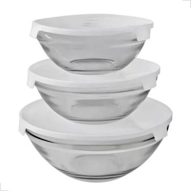 Imagem de Kit 3 Peças - Potes Vasilhas Vidro Tampa Marmita Fitnnes - Ad Importaç