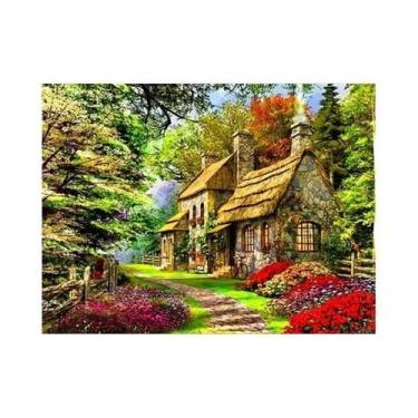 Imagem de Pintura Diamante 5D Paisagem De Casa, Bordado Mosaico 3D Com Broca Red