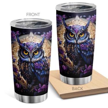 Imagem de Copo Oasisdream de aço inoxidável 600mL com estampa de coruja