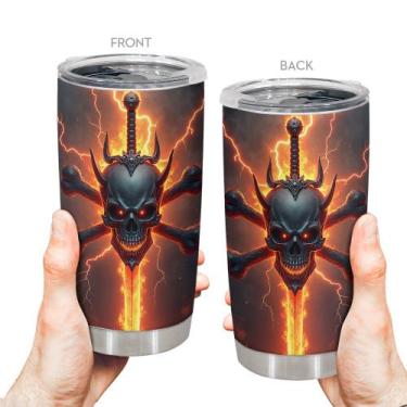 Imagem de Caneca de viagem Oasisdream Tumbler 600 ml com estampa de caveira