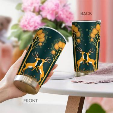 Imagem de Copo Oasisdream de aço inoxidável 600mL com estampa de veado