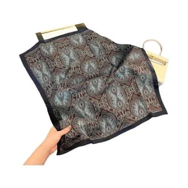 Imagem de Lenço Quadrado De Seda Luxuosa Para Mulheres, Estampado, Para Enrolar 