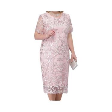 Imagem de Vestidos Plus Size Verão - Renda Floral Manga Curta 4XL/5XL, BR-G5, Ro
