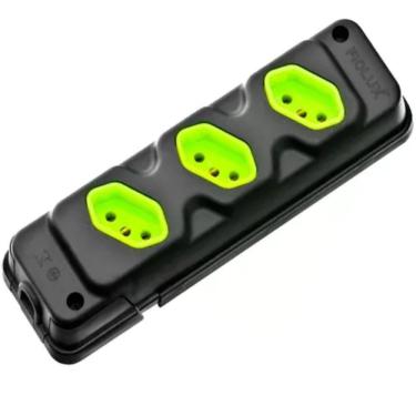 Imagem de Tomada Em Barra Robust 3T 2P+T 20A Preto Com Verde - 28310300117 - FIOLUX