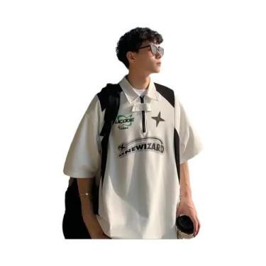 Imagem de Camiseta Casual Vintage Estilo Americano Retro Y2K Com Gola Polo Solta