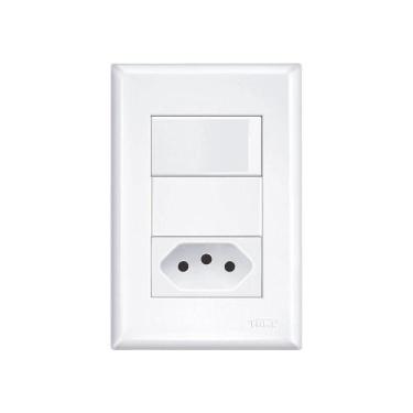 Imagem de Interruptor Simples E Tomada 2p+t 10a Fame Evidence Com Placa 4x2 Bran