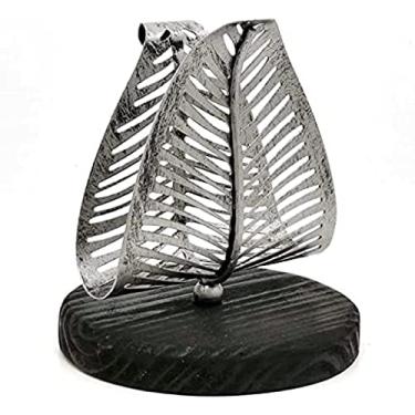 Imagem de Suporte De Guardanapo, Suporte De Tecido Decorativo Para Mesa, Suporte De Tecido De Folha De Ferro Forjado Com Base De Madeira, Para Bancadas De Cozinha, Jantar, Café, Bar,Prata