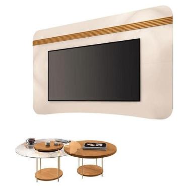 Imagem de Painel Suspenso Armony Off White Cinamomo com Kit Mesa de Centro Sky C