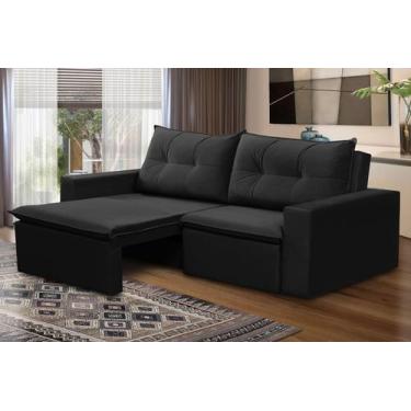 Imagem de Sofá Retrátil 2 lugares 1,80m Luana Suede Preto  Madelina Decor