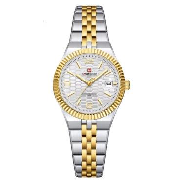 Imagem de Relógio de Pulso de Quartzo Feminino com Bracelete em Aço A Prova d`Água