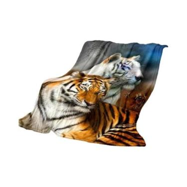 Imagem de Cobertor Sherpa 3D Super Macio Com Estampa De Tigre Para Primavera E O