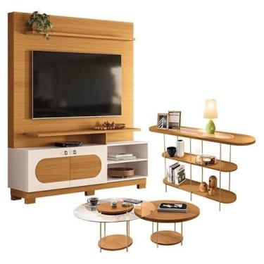 Imagem de Estante Home Theater Axis Cinamomo Off White Com Kit Mesa De Centro Sk