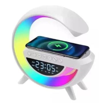 Imagem de Luminária Led Carregador Indução Caixa de Som Rgb G Speaker Relógio De