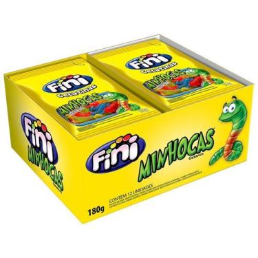 Imagem de Bala de Gelatina Minhocas Fini - 180g, 1 unidade, Morango, limão, fram