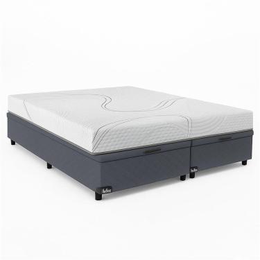 Imagem de Cama Box com Baú Queen Bartira Viena Itaflex Viscoelástico Espuma Tecido Poliéster Bran...