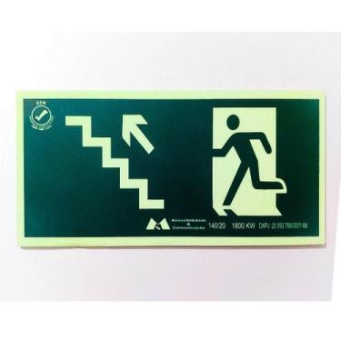Imagem de Kit Placa de Sinalização Rota de Fuga Orientação e Salvamento Escada s