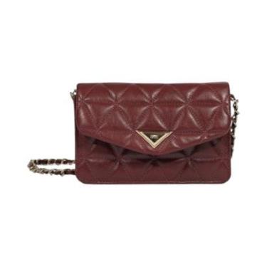 Imagem de Bolsa Feminina Schutz 944 Couro Matelassê Triangular Crossbody S5001812060073 Vinho-Feminino