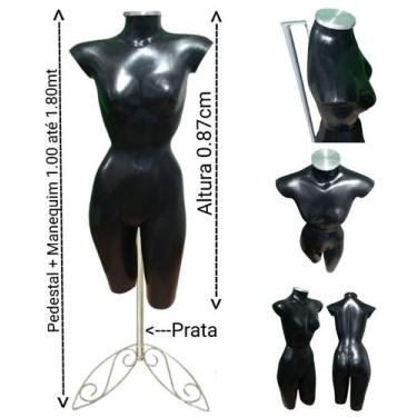 Imagem de Manequim feminino (meio corpo cinturinha N.36) preto com tampa prata +