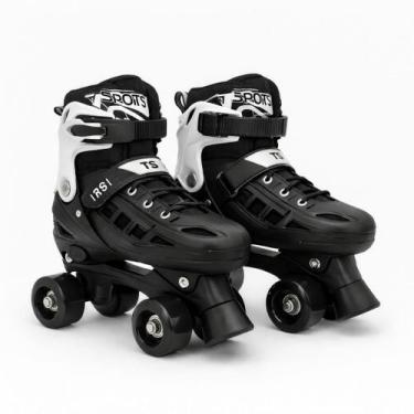Imagem de Patins Roller 4 rodas Infantil Quad Rosa Azul Tamanho Ajustável - NoBr