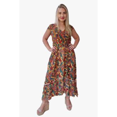 Imagem de Vestido Feminino Indiano Regata Trapézio Longo Plus Size-5001 - Aleci 