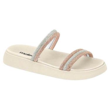Imagem de Papete Moleca Tiras Brilhantes Flatform Feminina 5469 135 , Branco, 36