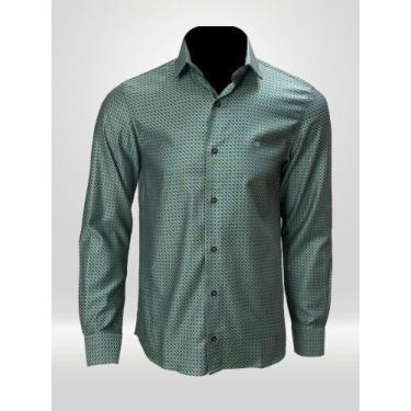 Imagem de Camisa Masculina Social Manga Longa VRS Detalhe Verde e Azul - Victor 