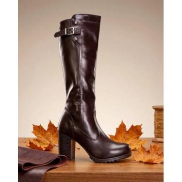 Imagem de Bota mooncity 73136 salto médio feminina - 37, Marrom, 37