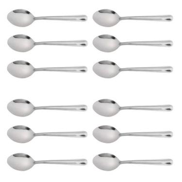 Imagem de Conjunto 12 Colheres Pequenas para Sobremesa Aço Inox Linha Verão Mart