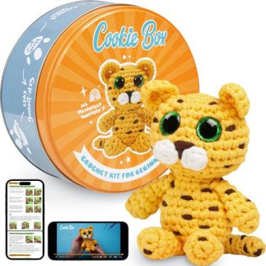 Imagem de Kit de crochê: caixa de biscoitos para iniciantes, bichos de pelúcia A