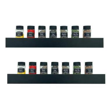 Imagem de Kit 2 Prateleiras Porta Temperos 50 x 10cm Preto - Mercado das Pratele