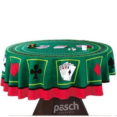 Imagem de Toalha De Mesa Jogos Baralho Aveludada Redonda 160cm Teka