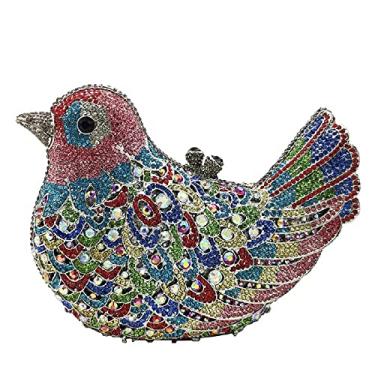 Imagem de Boutique De FGG Bolsa clutch de cristal de pássaro para mulheres, elegante com strass, bolsa para noite, pombo, formatura, bolsa clutch para casamento, mini, Multicolorido 13, Small