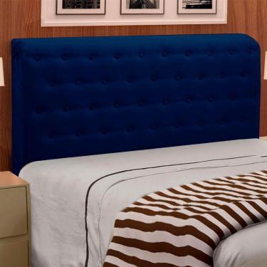 Imagem de Cabeceira Giovana Cama Box Casal 140 Cm Suede Azul Marinho