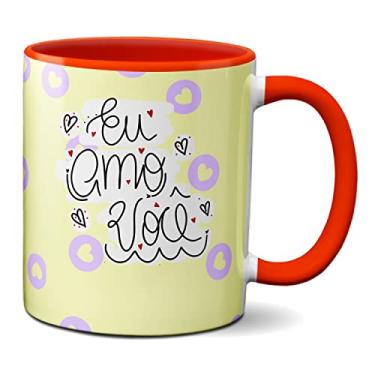 Imagem de Caneca Flork Meme Namorados Apaixonados Flores Eu Amo Você (Vermelha)