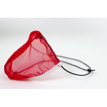 Imagem de Cueca Fio Dental Masculina Transparente Elástico Roliço Tule Vermelho