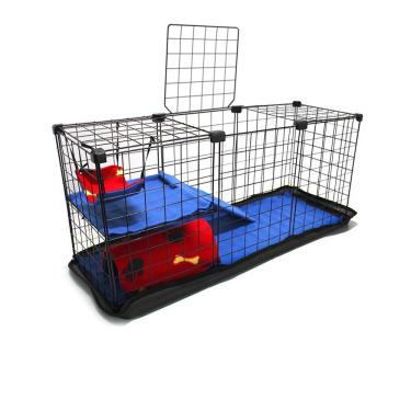 Imagem de Cercado Pet Porquinho da India 30x90x40 Preto com Teto Toca Rede e Tapete Higienico Macho 