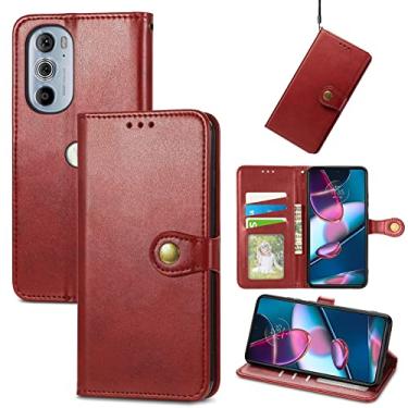 Imagem de HONGYAN Capa de telefone Para Motorola Edge 30 Pro Retro Solid Color Buckle Leather Case Capa protetora