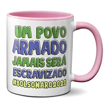 Imagem de Caneca Um Povo Armado Jamais Será Escravizado Bolsonaro 2022 (Rosa)