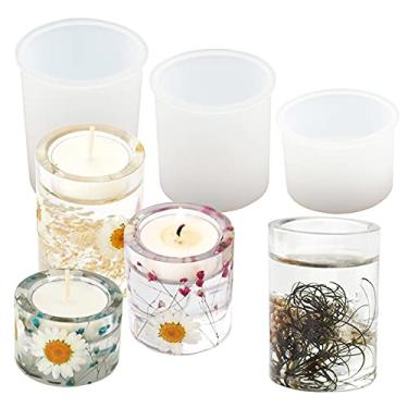 Imagem de Wehous 3 peças de molde para vela votiva, molde de resina, cilindro, molde de silicone, faça você mesmo, resina epóxi, artesanato, joias, porta-bugigangas, bandeja para festa, casamento, decoração de