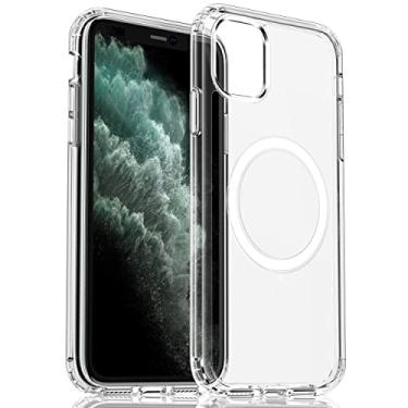 Imagem de YOTOUCH Capa magnética transparente para iPhone 11 Pro Max 6,5 polegadas com carregamento sem fio Mag-Safe, capa de silicone TPU macio, magnético forte