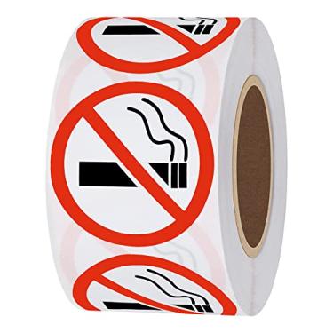 Imagem de Adesivos de aviso com logotipo Hybsk No Smoking 1,5" redondo 500 total por rolo, 1.5 inch
