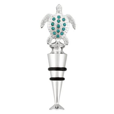 Imagem de Tartaruga marinha de liga de zinco com vidro de cristal para vinho e garrafa de bebidas e preservador de vinho