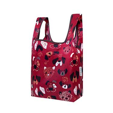 Imagem de Wrapables Bolsa de compras reutilizável pequena JoliBag Collection, rostos de gato e cachorro