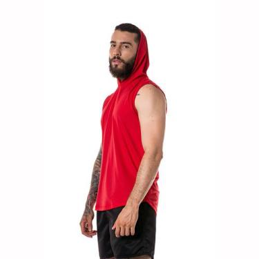 Imagem de Regata Masculina Vermelha Capuz Oversized Longline - Chiella