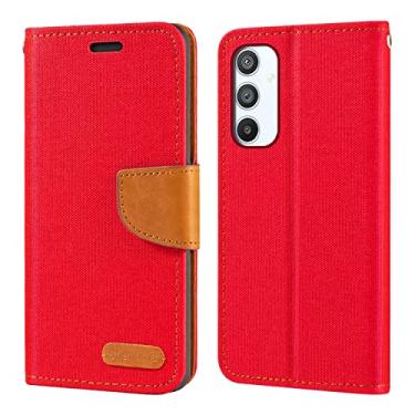 Imagem de Capa para Samsung Galaxy A54 5G, capa carteira de couro Oxford com capa traseira de TPU macio capa flip magnética para Samsung Galaxy Quantum 4 5G (6,4 polegadas) vermelho