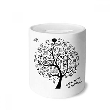 Imagem de DIYthinker Linda caixa de dinheiro com desenho de árvore e desenho de grafite, porta-moedas de cerâmica, presente de cofrinho