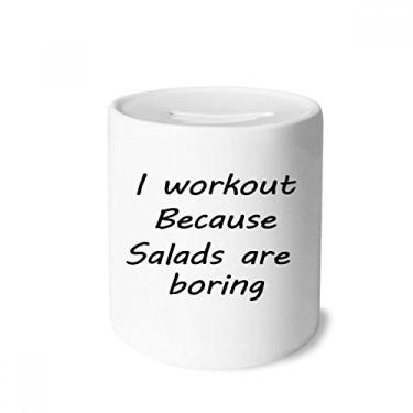 Imagem de DIYthinker Black English Lose Weight Citação de caligrafia caixa de dinheiro caixa de cerâmica porta-moedas presente de cofrinho