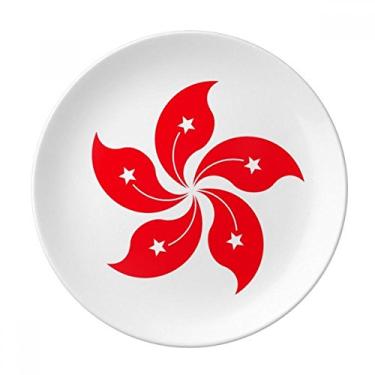 Imagem de China Placa de bandeira regional de Hong Kong decorativa de porcelana salver louça de jantar